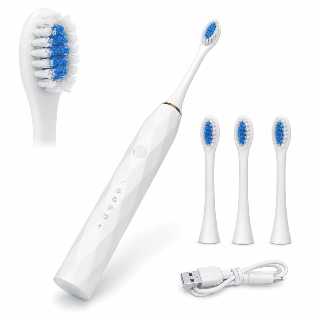 Escova de Dentes Elétrica Recarregável 6 Modos 4 Refil USB