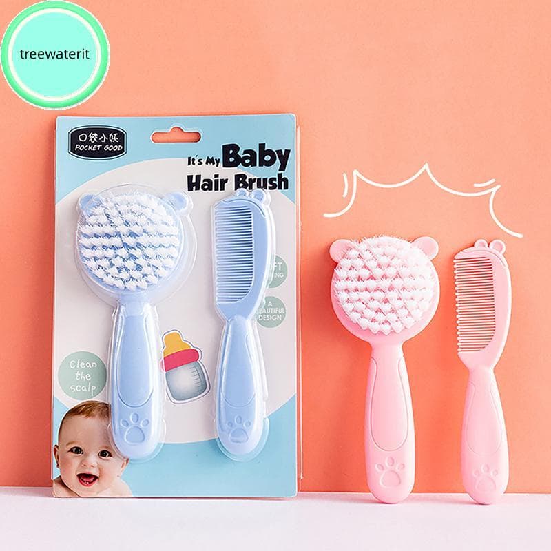 treewaterit 2 Pçs Escova De Cabelo Do Bebê Pente Portátil Recém-Nascidos Crianças Náilon Macio Cabeça Massageador Conjun