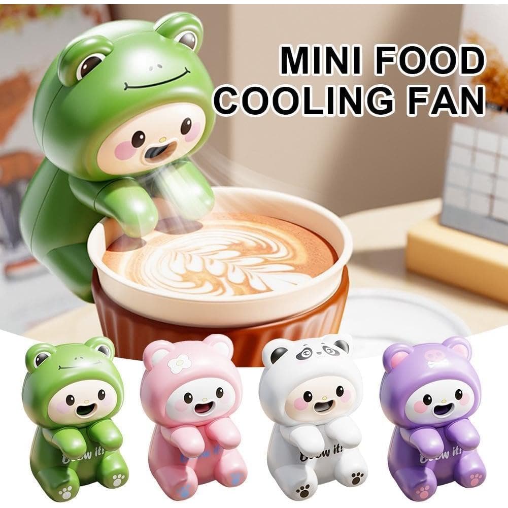 Ventilador Portátil Mini de Mesa com Design de Desenho Animado Fofo para Resfriar Alimentos