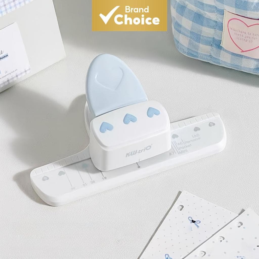 KW-triO 1 peça furador em forma de coração, perfurador de papel ajustável 3/6/9 posições, furador portátil para