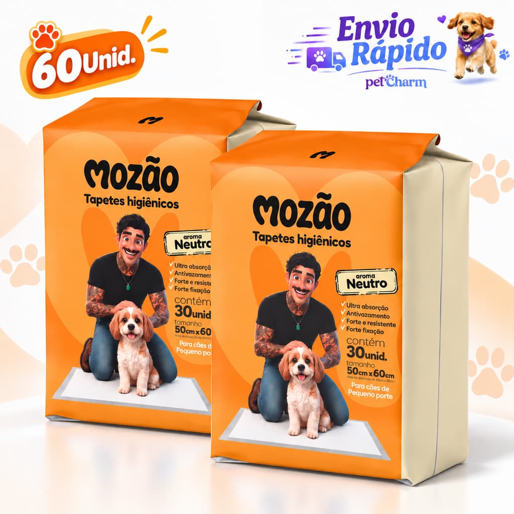 Kit Tapete Higiênico Para Cachorro 60x50 com 60Unid. Sanitário Higienico Pet Mozão Pet