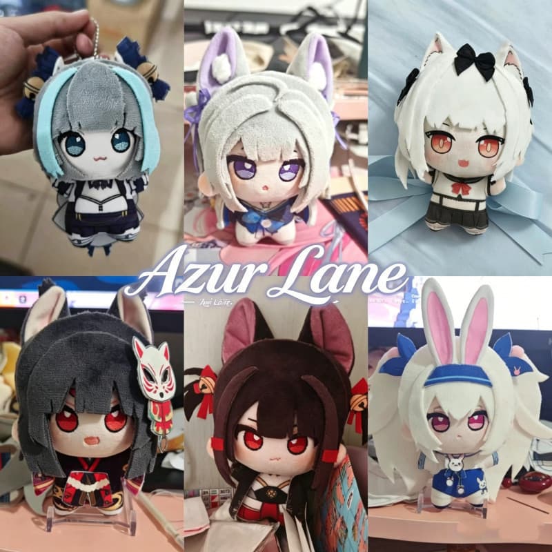 Conjunto de Chaveiros de Pelúcia Azur Lane, Bonecos de Algodão de 10cm (Cheshire, Belfast, Noshiro, Prinz Eugen), Pelúci