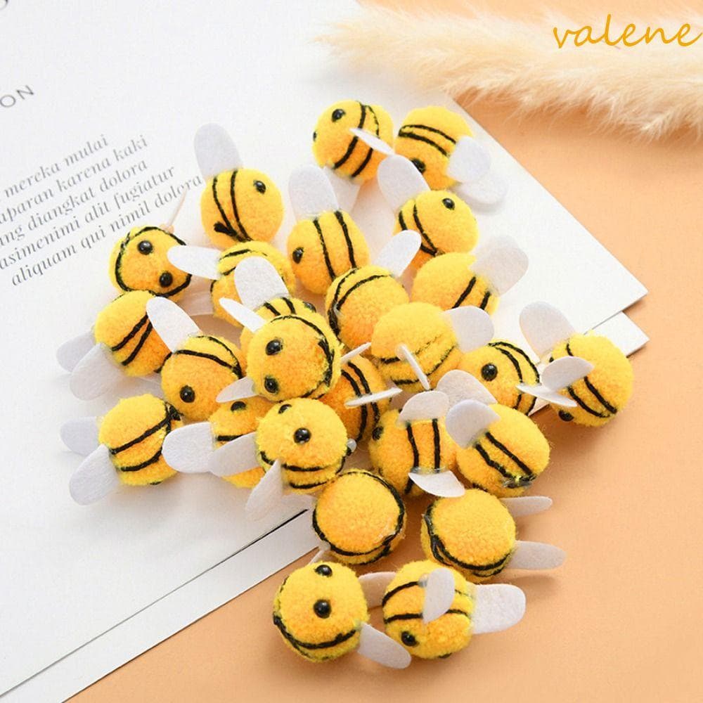 VALENE 10 Peças De Feltro De Lã Pequena Abelha , Bola Fofa Artesanato De Abelhas Artificiais , Mini Amarela Criativa