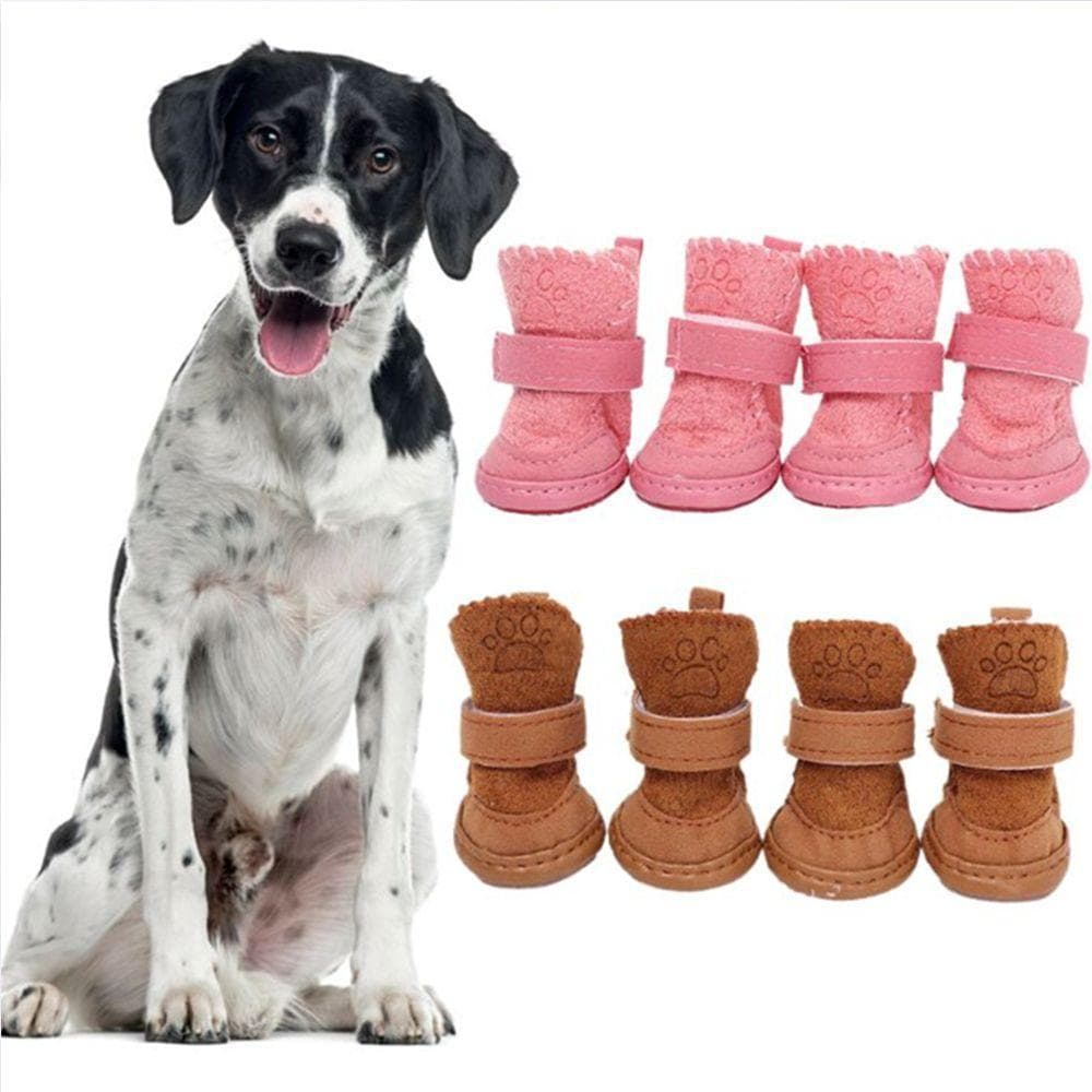 4 Pçs/Set Pet Sapatos De Inverno Botas De Algodão Protetoras Grossas Antiderrapantes