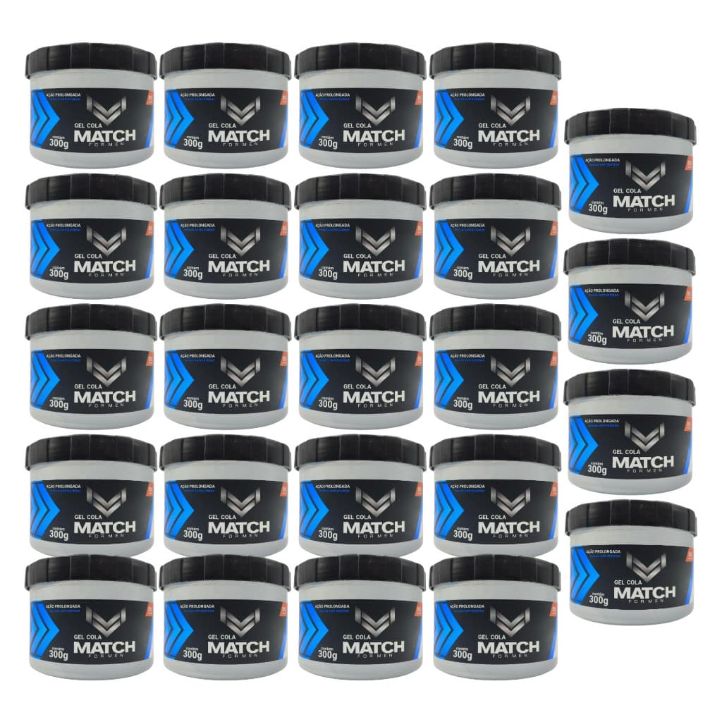 kit 24x Gel Cola Match 300g ForMen Premium Fixa E Modela Sem Álcool Hidratante Profissional