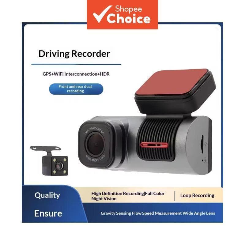 Lente Dupla 360 ° Dash Cam HD Night Vision Gps LED Indicadores Interior Exterior Filmadora De Carro