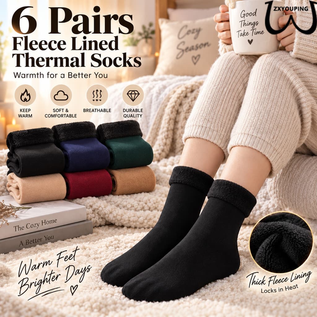 ZXYOUPING 2/6 Pares Inverno Mais Quente Lã Térmica Cashmere Botas De Neve Meias Mulheres Engrossar Piso Sem Costura Dorm