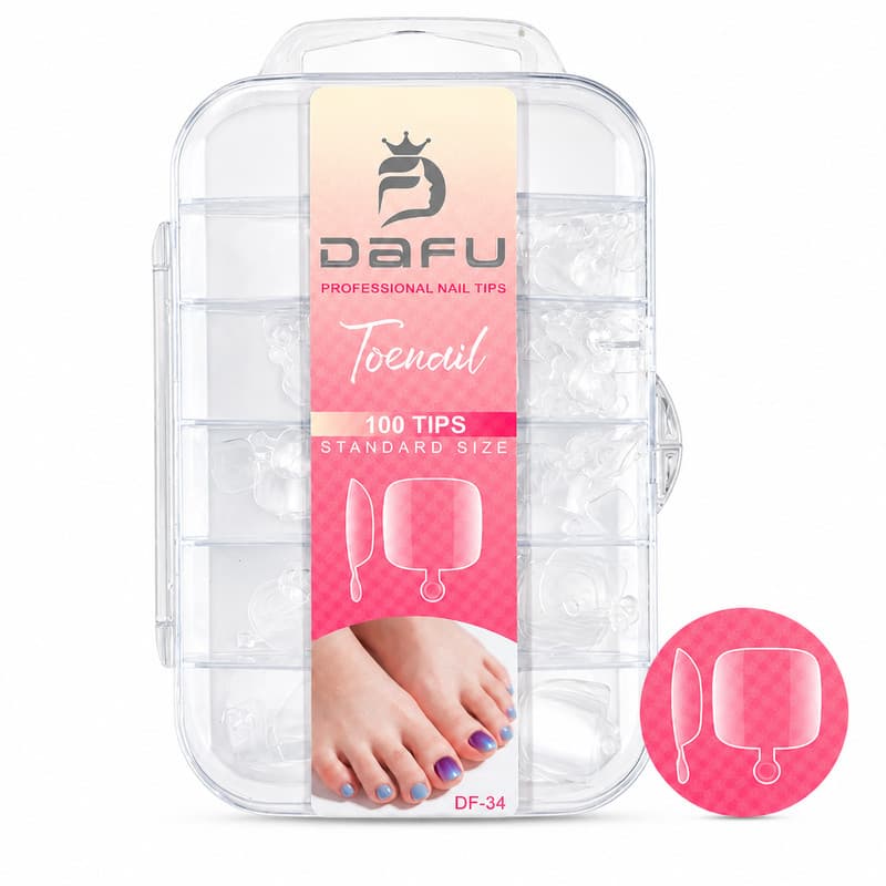 Kit 100 Tips Unhas Postiças para Pés Dafu Toenail DF-34