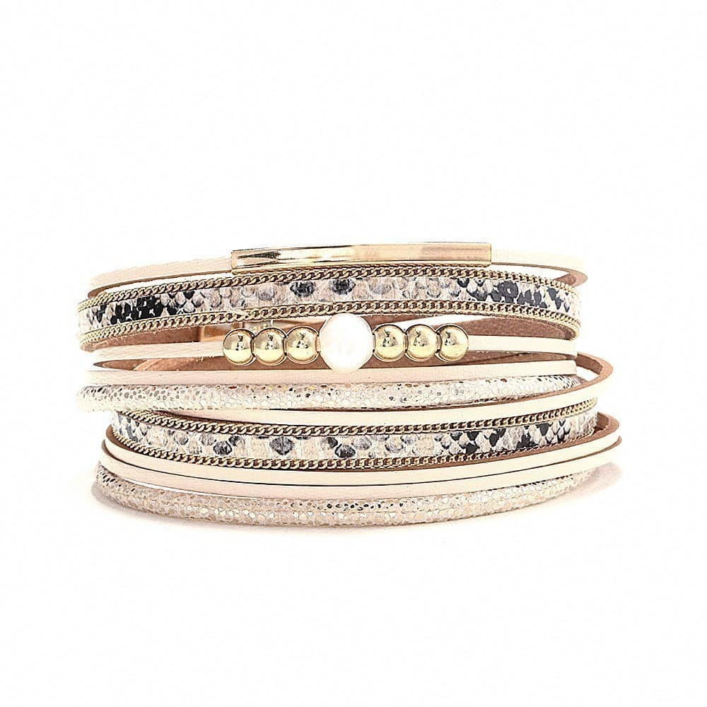 Pulseira feminina de alta qualidade estilo étnico fivela magnética pulseira de couro joias da moda
