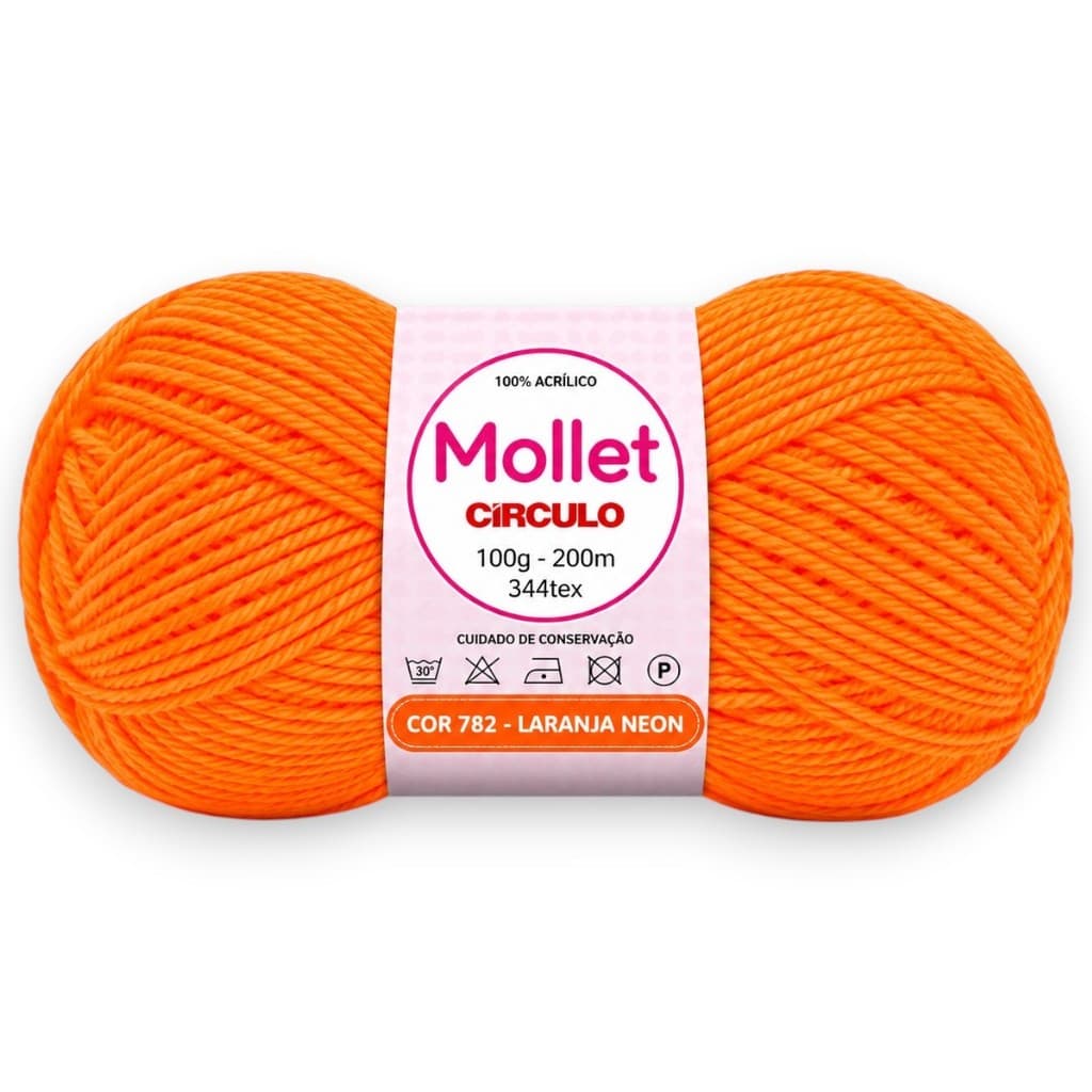 Fio Mollet Círculo 100g 200m Cor 782 Laranja Neon – 100% Acrílico
