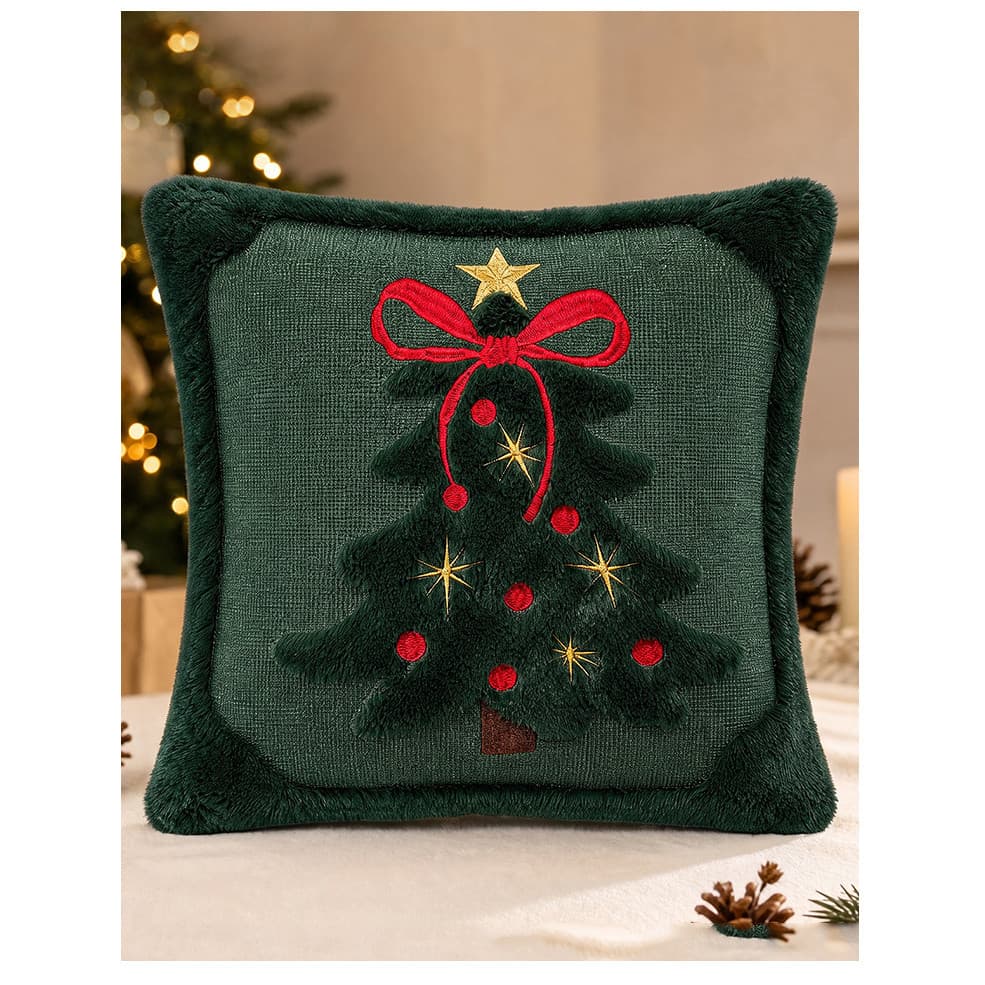 Capa de almofada decorativa, acolchoada de pelúcia natalina, capa decorativa para sofá de sala e almofada de quarto, cor