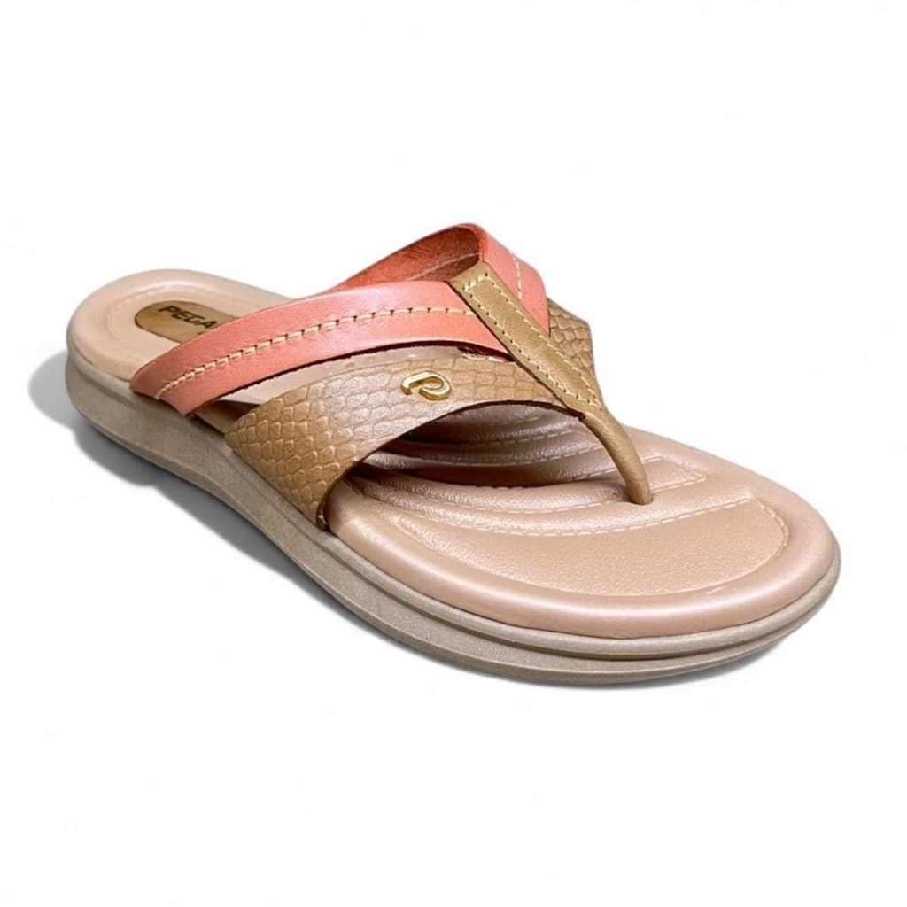 Chinelo Pegada 232801 em Couro com Amortecedor Leve Feminino