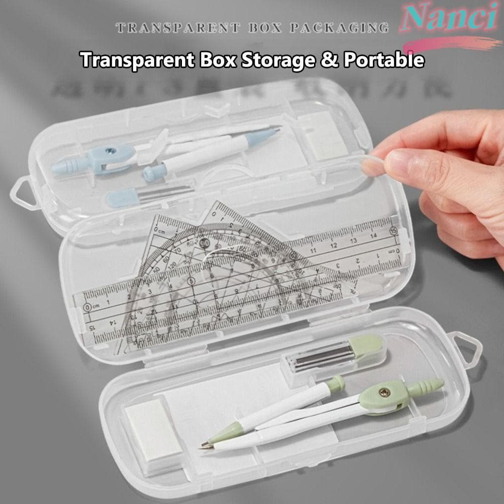 NANCI 8 Pçs/Set Conjunto De Bússolas De Régua , Transferidor De Borracha De Plástico , Ferramenta De Desenho Transparent