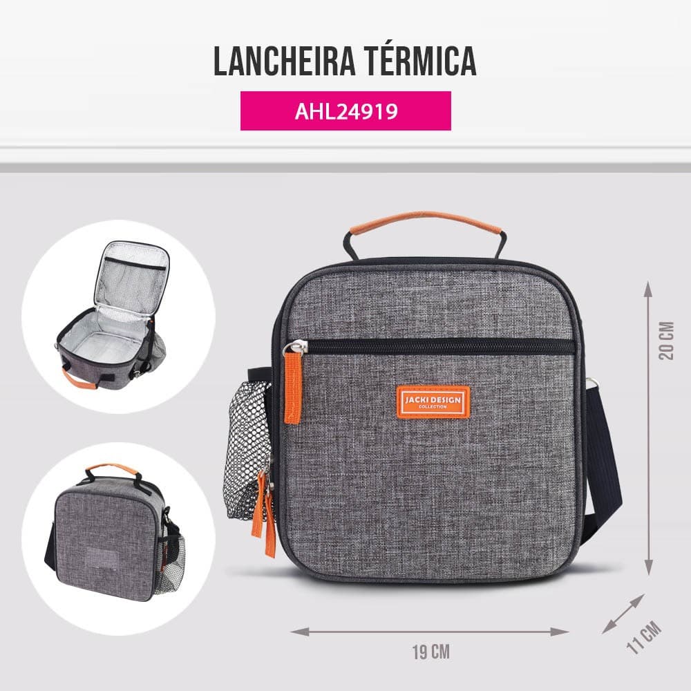 Lancheira Térmica Jacki Design 19x11x20cm | Bolsa Escolar Alumínio | Infantil Júnior 4L