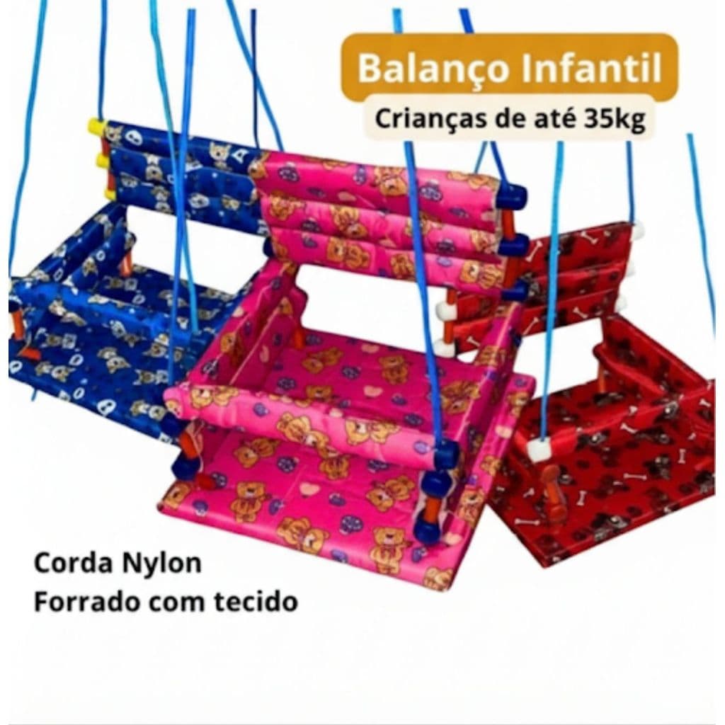 KIT COM 2 Unidades Cadeirinha de Balanço Infantil Para Crianças Até 35kg 1 A 10 ANOS de Madeira de Alta Qualidade TOP