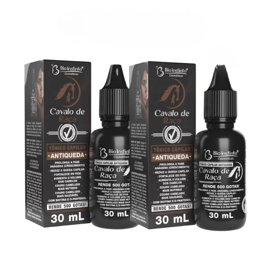 Kit 2 Tônicos Capilares Antiqueda Cavalo de Raça 30ml Fortalece e Estimula Crescimento