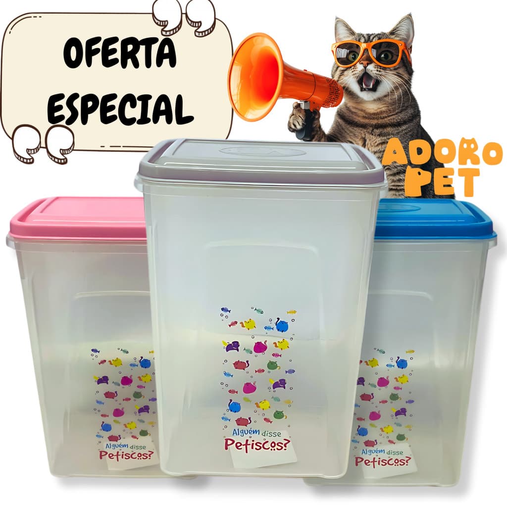 Porta Ração Gato 1,75 Litros - Vedação Super Reforçada Contra Umidade e Insetos