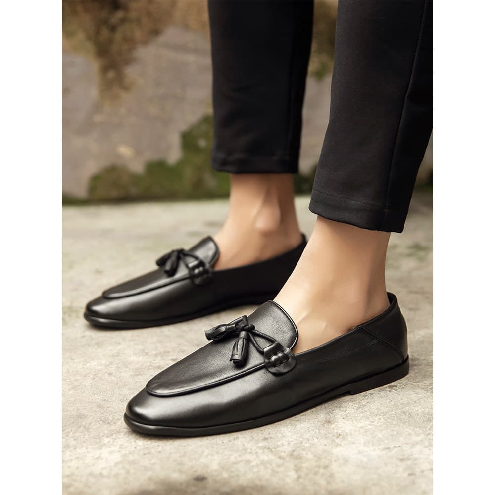 Borla mocassins homens outono novo estilo britânico sapatos de couro Casual superfície de couro macio couro genuíno desl