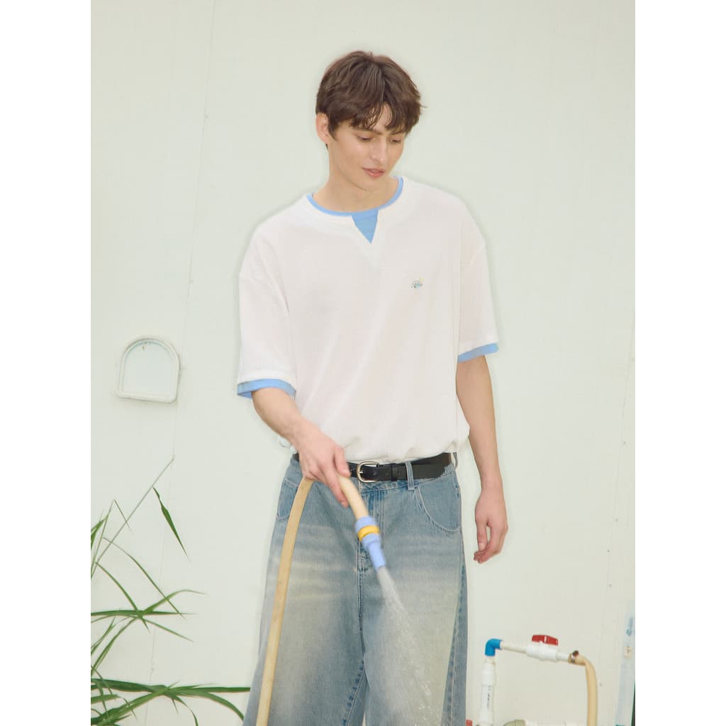 PSO Marca Roupas Masculinas Roupas Femininas Falso Duas Peças Bordadas Camiseta Masculina de Manga Curta Casual Meia Man