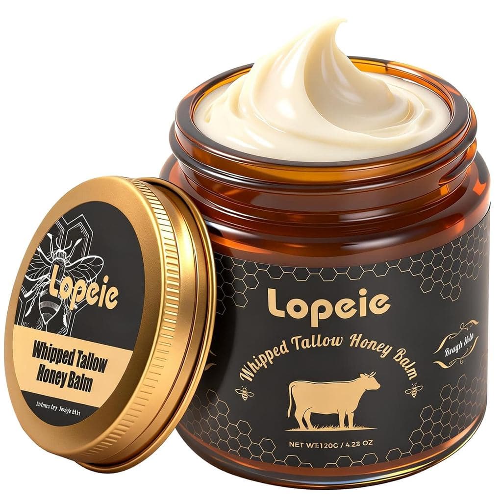 Sebo de Boi Orgânico Aprimorado para Pele e Rosto – Sebo de Animais Alimentados a Pasto e Bálsamo de Mel para Pele Seca