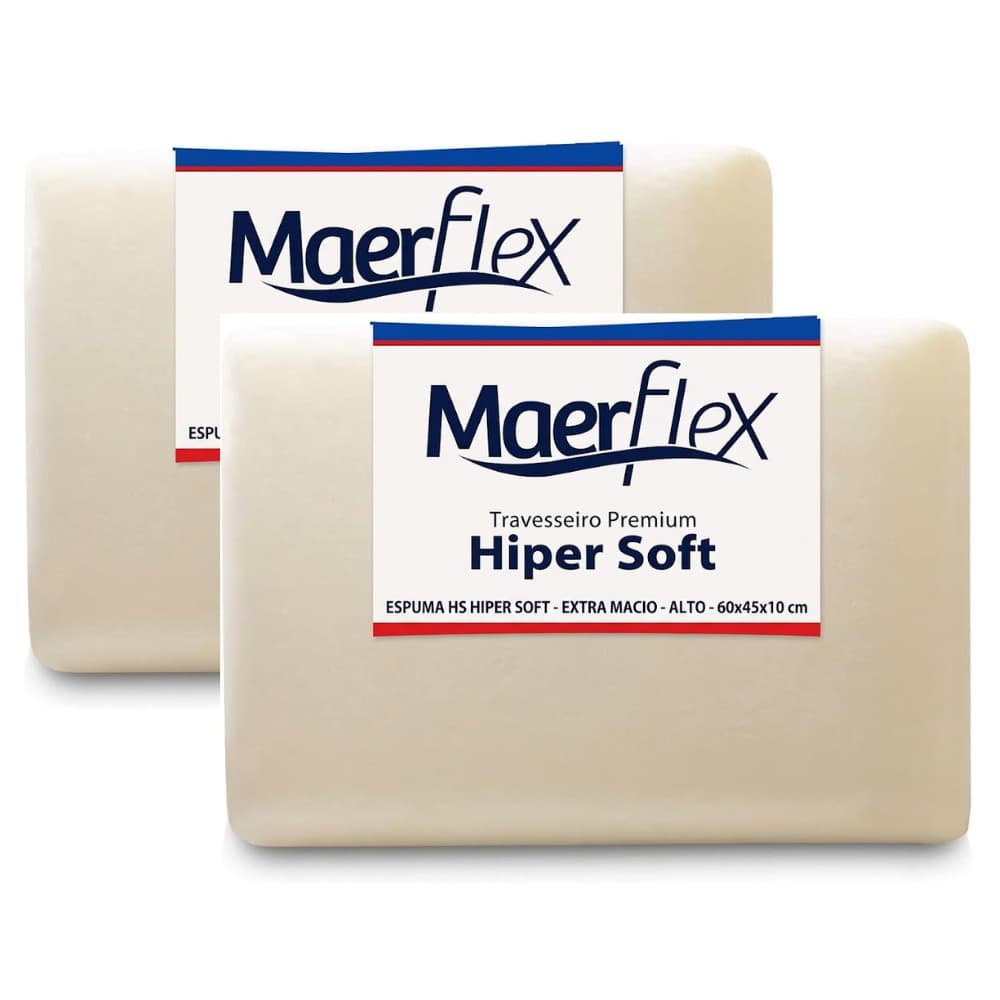Kit 2 Travesseiros Espuma Soft Alta Densidade  60x45x10