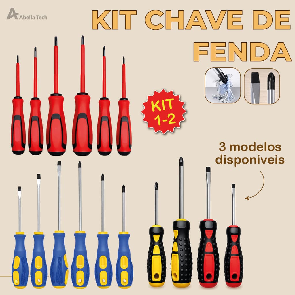 Jogo de Chaves de Fecha e Philips 3 Modelos de Maleta com Ferramentas Variáveis