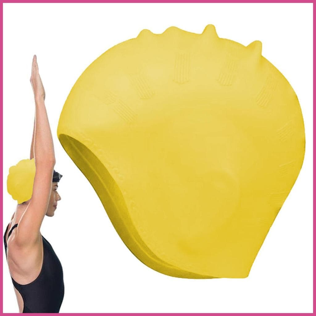 Chapéu De Natação Para Homens Piscina Silicone Touca Extensível Com Proteção De Ouvido À Prova Dwaterproof Água Banho mu