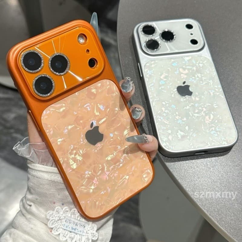 Capa De Telefone Galvanizada Aurora Glitter Para IPhone 17 16 15 14 13 18 Pro Max Proteção De Lente De Janela Grande 17P