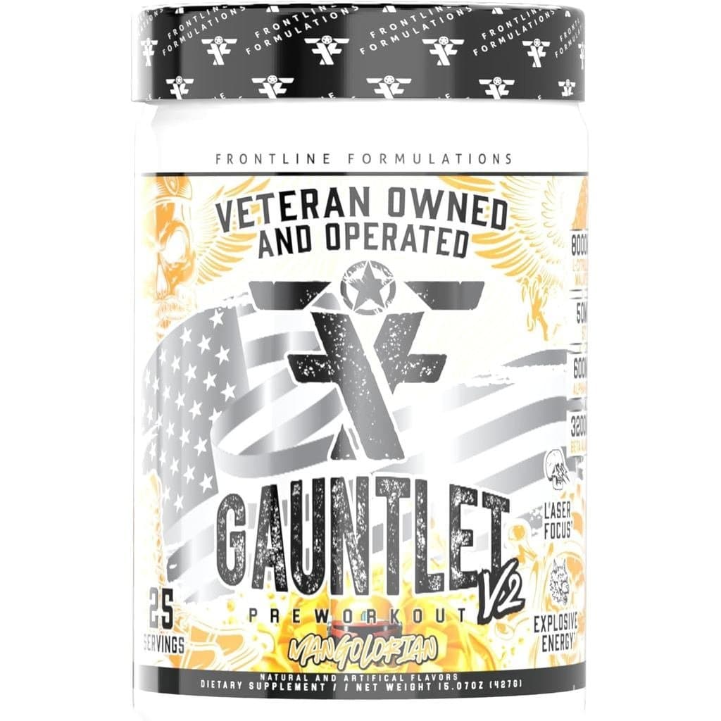 Pó Pré-Treino Gauntlet, Treinos Explosivos, Foco Laser, Estímulo Moderado, Sabor Incrível, Propriedade e Operação de Vet