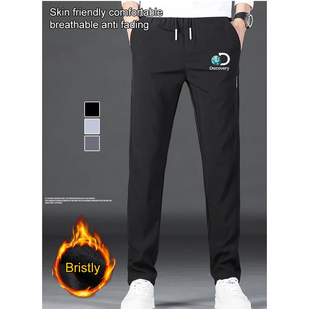 Calças masculinas de outono/inverno para negócios, com elástico, estilo esportivo, corte reto, casuais e folgadas.