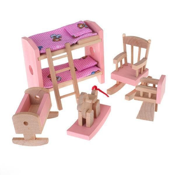 [Dadada2] Móveis De Quarto De Boneca De Madeira Conjunto De Berço Para Berçário De Bebê Crianças Presente
