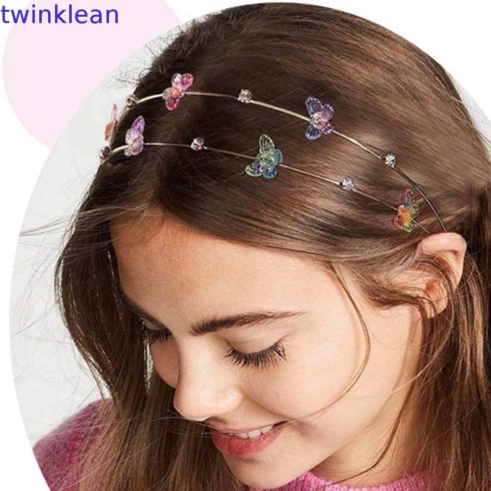 Faixas De Cabelo De Raiz Dupla TWINKLEAN , Argola De Cabeça De Borboleta De Liga De Strass Flor Simples À Prova D'água
