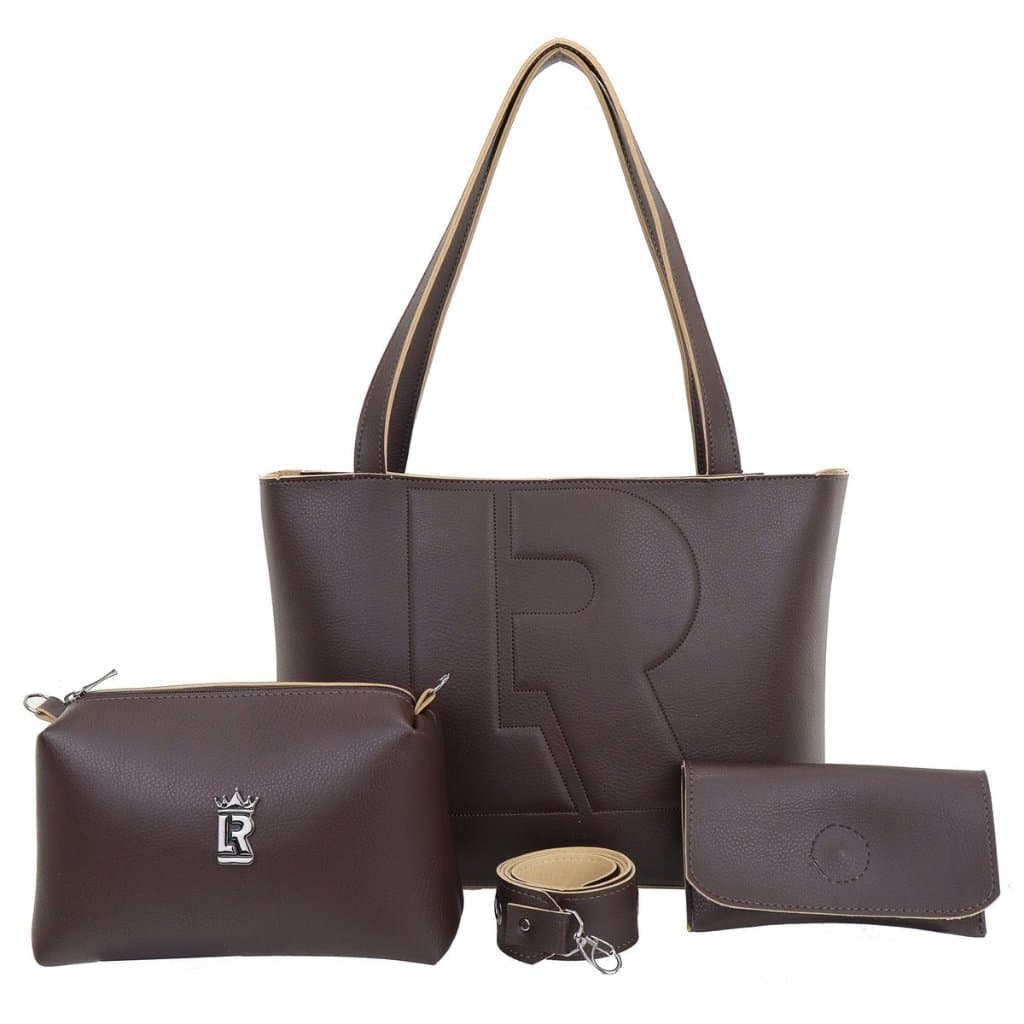 KIT BOLSA FEMININA 03 PCS+BOLSA GRANDE SACOLA+BOLSA MEDIA TRANSVERSAL+CARTEIRA MODA TENDENCIA+PROMOCAO+ATACADO+LR18 AA