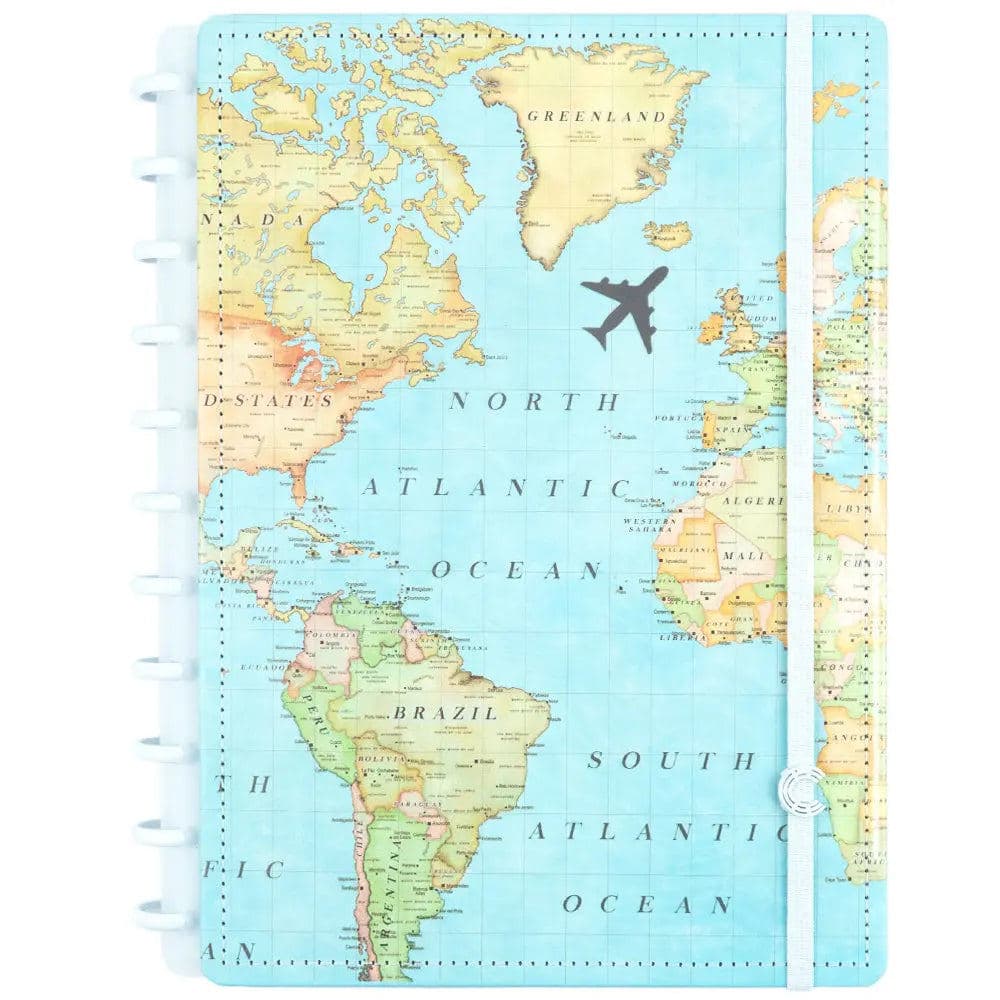 Caderno Inteligente By Gocase Mapa Mundi Azul Medio 80 Fls