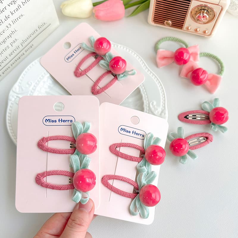 Tridimensional rosa pêssego crianças hairpin elástico doce bonito par clipe lado hairpin menina trançado anel de cabelo