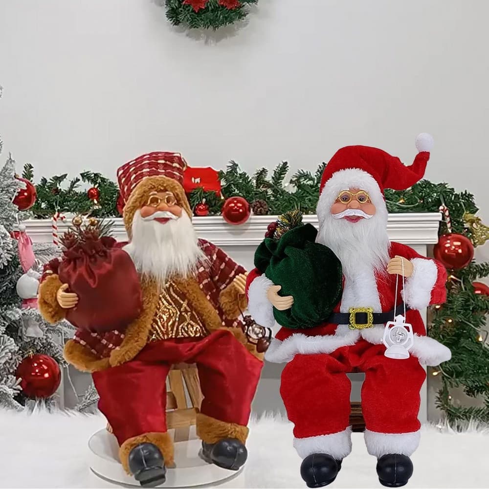 Natal Sentado Papai Noel Boneco De Pelúcia Artesanal Com Bolsa De Presente E Decoração De Para O Escritório Doméstico Pr