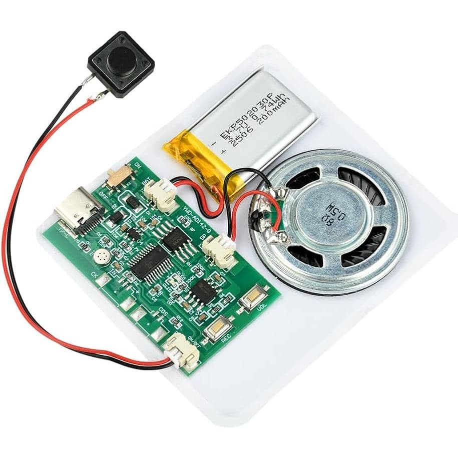 Diymore Módulo Musical para Cartões de Aniversário DIY, 8MB, Módulo de Som Ativado por Botão com Alto-falante, Gravação