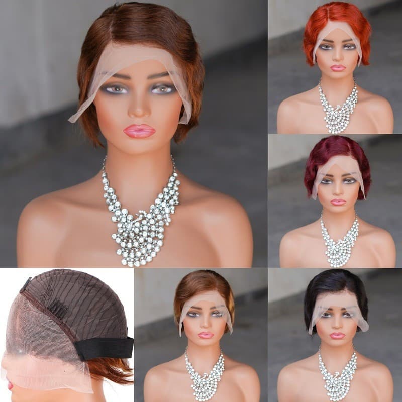 13 * 4 Peruca Dianteira Do Laço 100 % Perucas De Cabelo Humano Para Mulheres Curta Tipo De Moda O Sexo Feminino