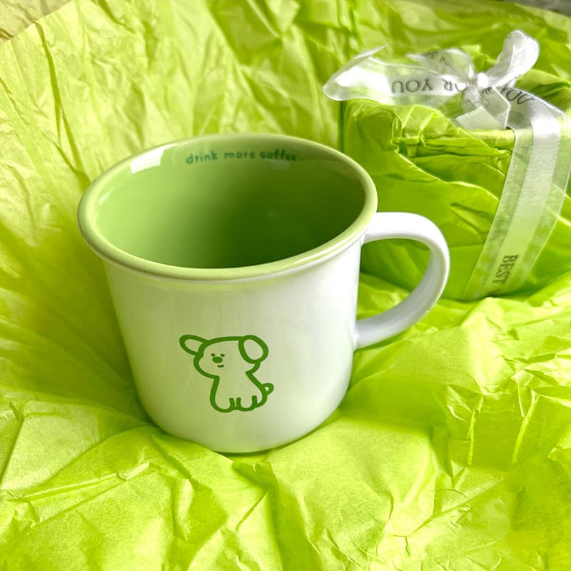 Design Original não ansioso copo de cachorro caneca de cerâmica menina coração leite café copo de água presente caixa de
