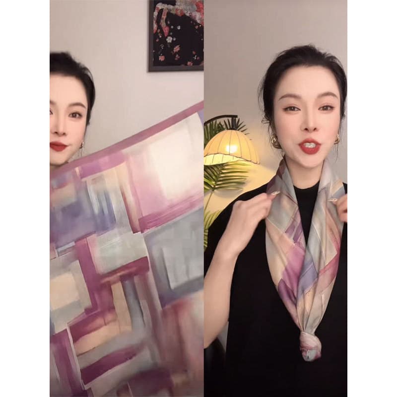 2026 novo estilo Shiran pintura moda veludo escovado algodão 85*85 lenço quadrado dupla face cores diferentes All-Match