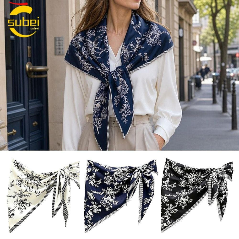SUBEI Gravata Feminina , Lenço Triangular De Calças Combinando De Cetim De Seda Decorativo Multifuncional