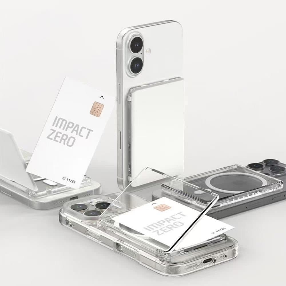 Porta-cartões magnético transparente transparente adequado para Apple 16promax Capa de telefone pegajosa traseira 15pro