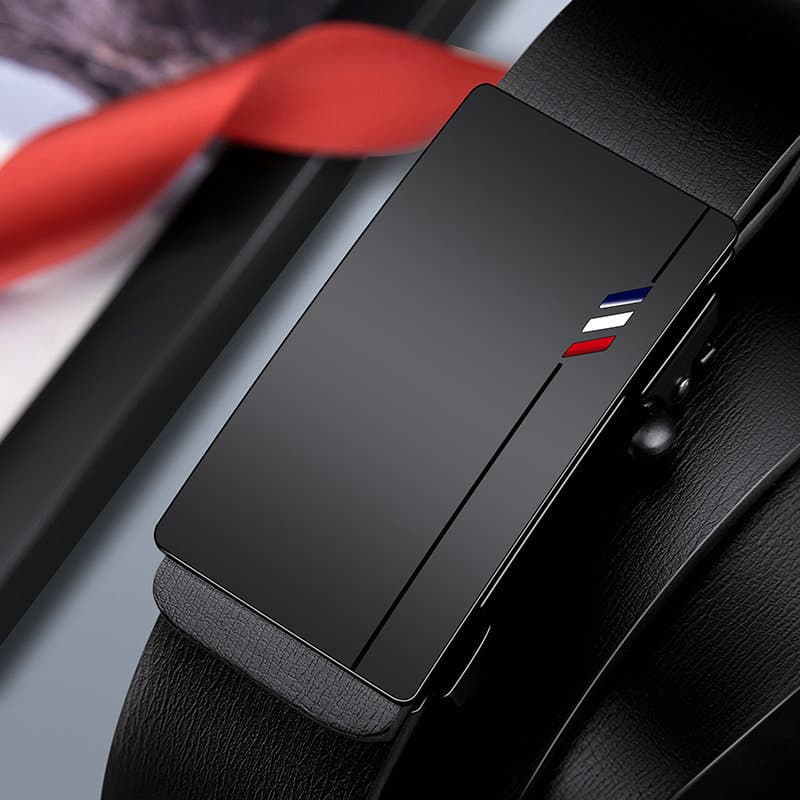 Cinto masculino de couro genuíno com fivela automática, tamanho ajustável, estilo coreano, adequado para uso casual e de