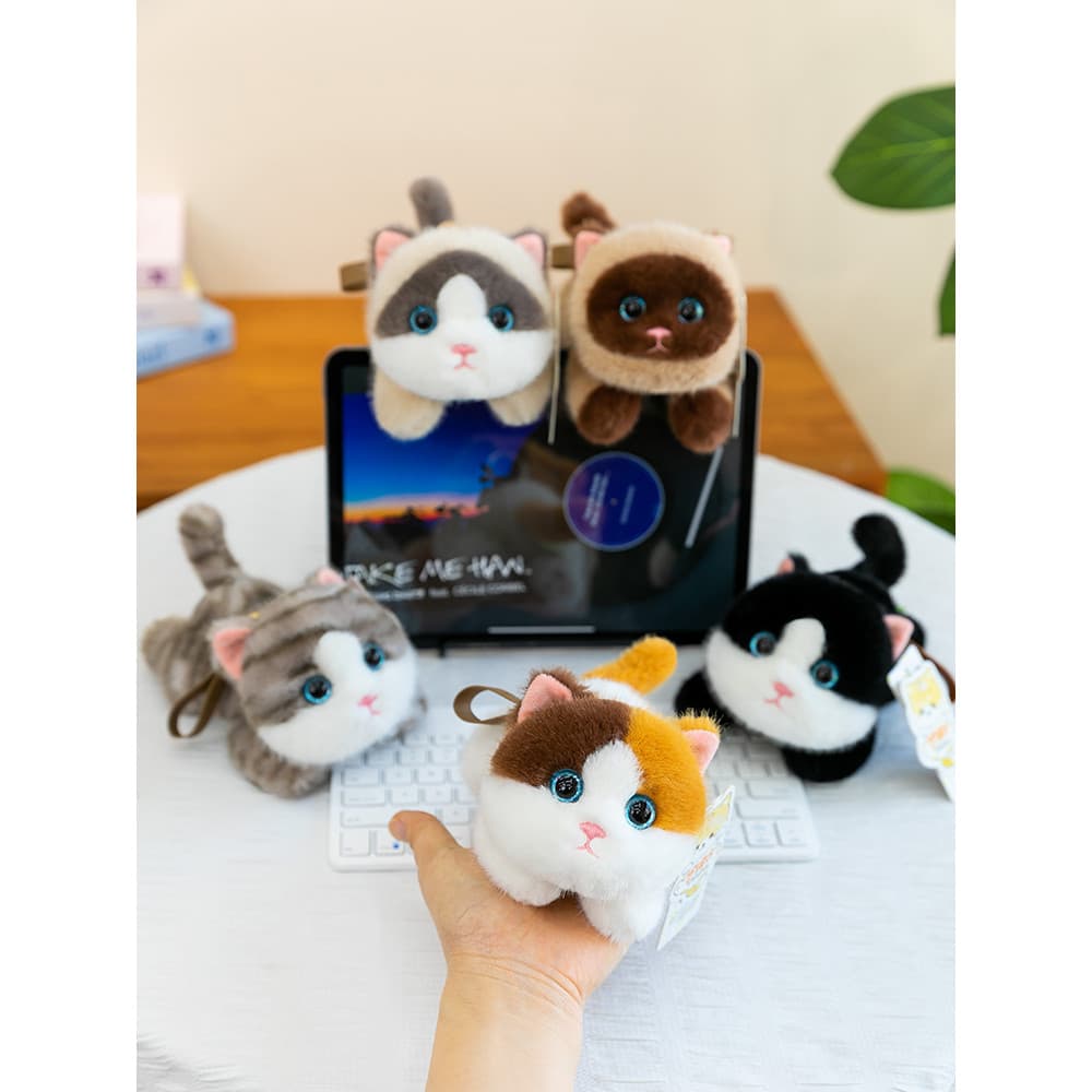 Bonito gato bonito brinquedo de pelúcia boneca bonito saco pendurado chaveiro PP algodão recheado acompanhando pequena b