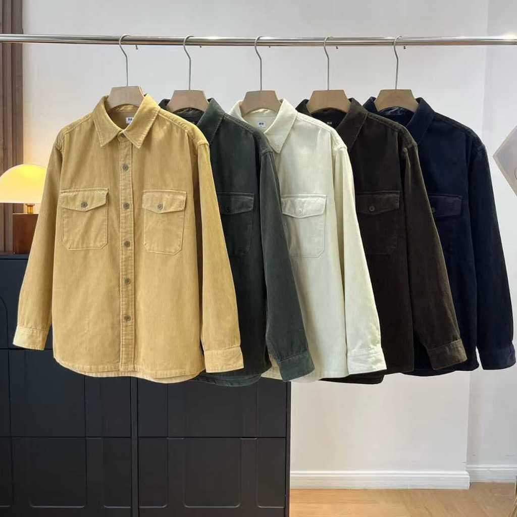 Muji Roupas Femininas Masculinas Camisa Cargo de Veludo Camisa de Manga Comprida Casual Retro480295Primavera Novos Produ