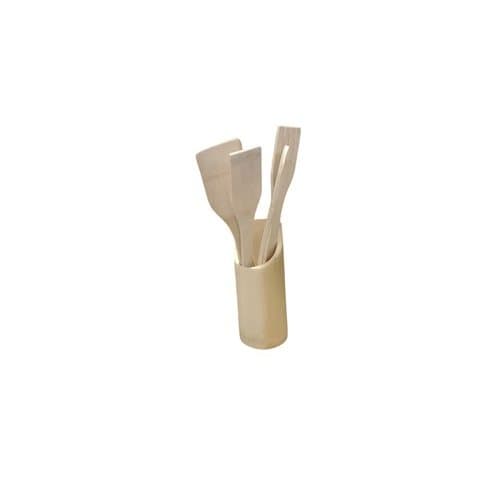 Kit Utensilios Cozinha Bambu 5 Pecas Conjunto Ecológico Resistente