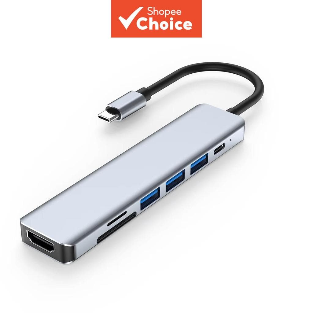 Hub USB Tipo C 7 em 1 Adaptador HDMI USB 3.0/2.0 Leitor de Cartão SD/TF Para Computador, Celular, Tablet