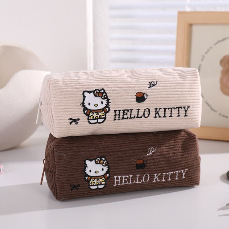 Estojo Escolar de Pelúcia Grande Hello Kitty para Estudo e Organização