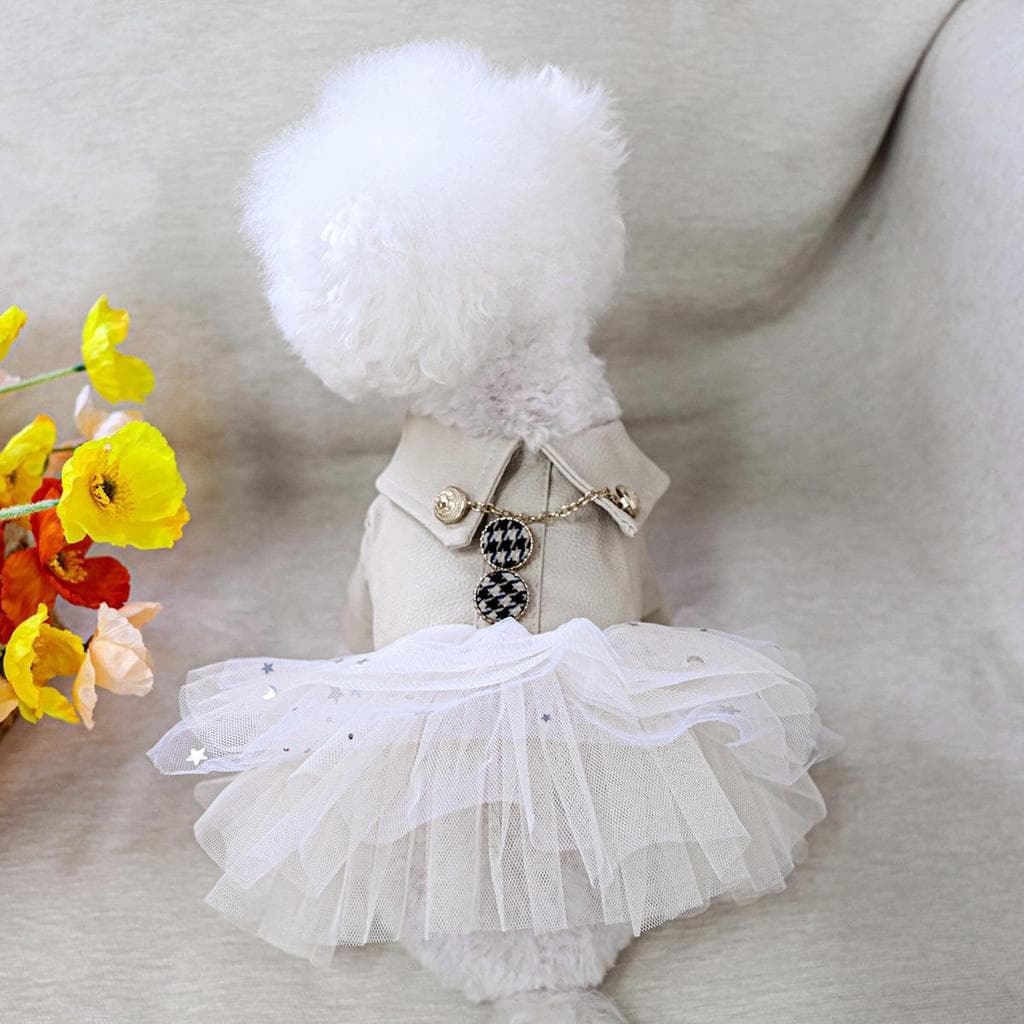 Roupas para cães primavera outono roupas gato princesa lantejoulas saia de couro pequeno cão Teddy Pet Bichon roupas Ant