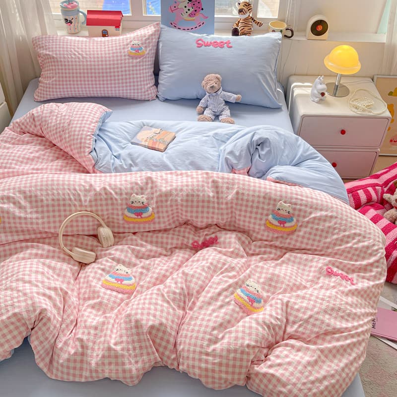 Conjunto de cama classe A de quatro peças, algodão puro, lençol, capa de edredom, lençol, capa de edredom, dormitório es